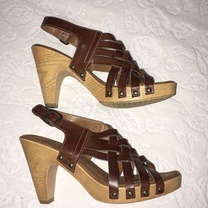 Brown Bass Strappy Heels